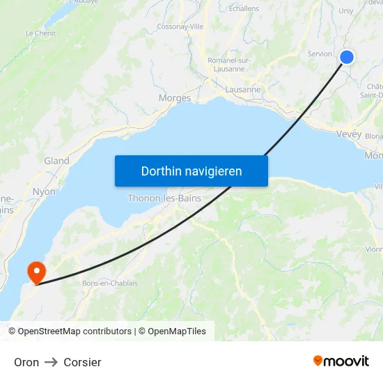Oron to Corsier map