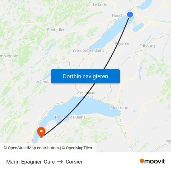 Marin-Epagnier, Gare to Corsier map
