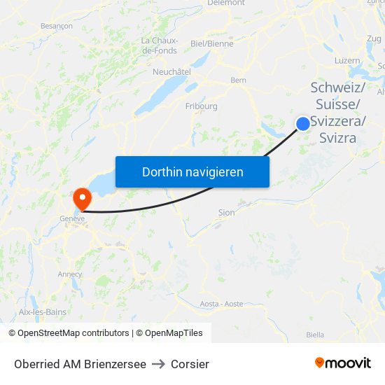 Oberried AM Brienzersee to Corsier map