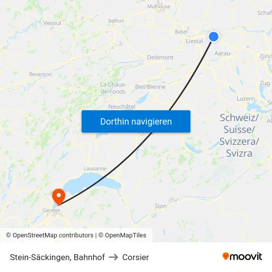 Stein-Säckingen, Bahnhof to Corsier map