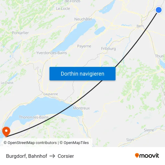Burgdorf, Bahnhof to Corsier map