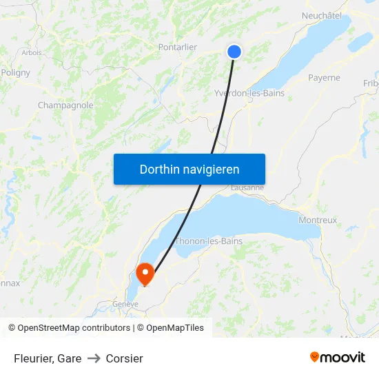 Fleurier, Gare to Corsier map