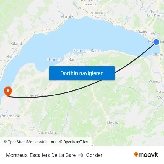Montreux, Escaliers De La Gare to Corsier map