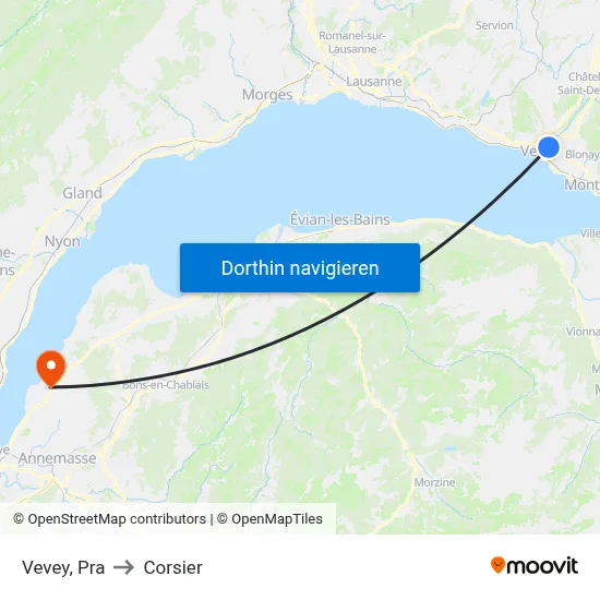 Vevey, Pra to Corsier map