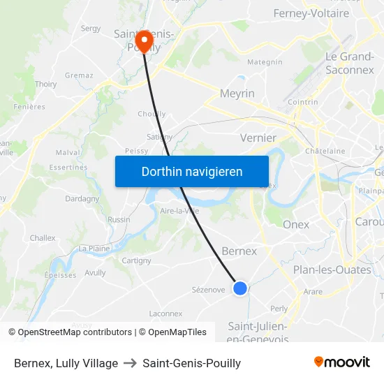 Bernex, Lully Village to Saint-Genis-Pouilly map