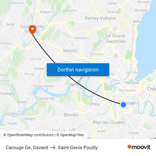 Carouge Ge, Gavard to Saint-Genis-Pouilly map
