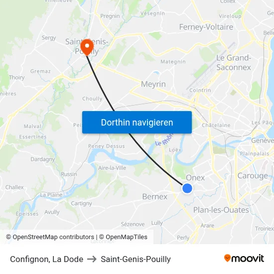Confignon, La Dode to Saint-Genis-Pouilly map