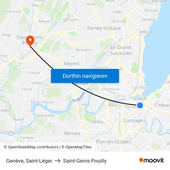 Genève, Saint-Léger to Saint-Genis-Pouilly map