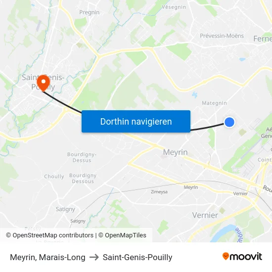 Meyrin, Marais-Long to Saint-Genis-Pouilly map