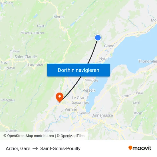 Arzier, Gare to Saint-Genis-Pouilly map