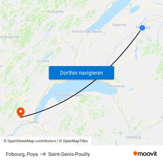 Fribourg, Poya to Saint-Genis-Pouilly map