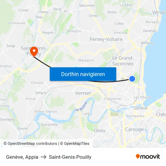 Genève, Appia to Saint-Genis-Pouilly map