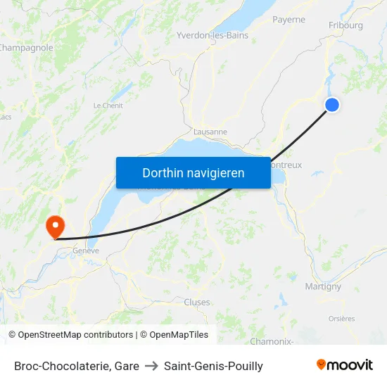Broc-Chocolaterie, Gare to Saint-Genis-Pouilly map
