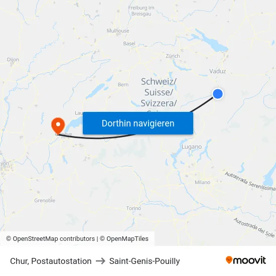 Chur, Postautostation to Saint-Genis-Pouilly map