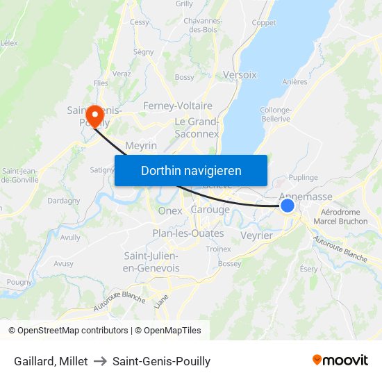 Gaillard, Millet to Saint-Genis-Pouilly map