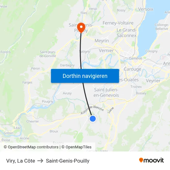 Viry, La Côte to Saint-Genis-Pouilly map