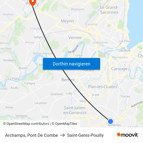 Archamps, Pont De Combe to Saint-Genis-Pouilly map