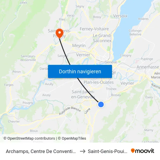 Archamps, Centre De Convention to Saint-Genis-Pouilly map