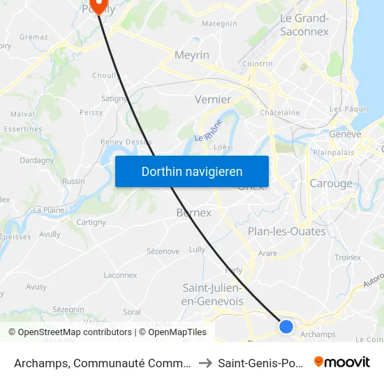Archamps, Communauté Communes to Saint-Genis-Pouilly map