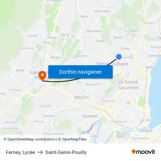Ferney, Lycée to Saint-Genis-Pouilly map