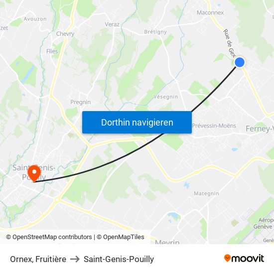 Ornex, Fruitière to Saint-Genis-Pouilly map