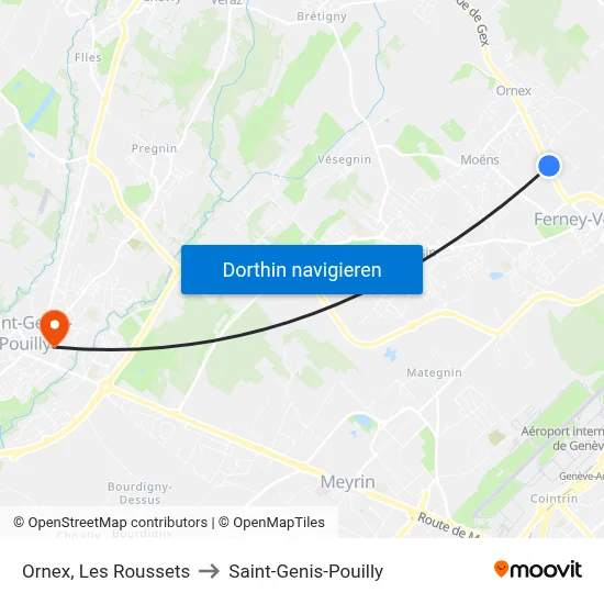 Ornex, Les Roussets to Saint-Genis-Pouilly map