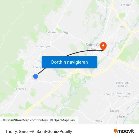 Thoiry, Gare to Saint-Genis-Pouilly map