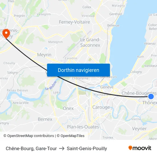 Chêne-Bourg, Gare-Tour to Saint-Genis-Pouilly map