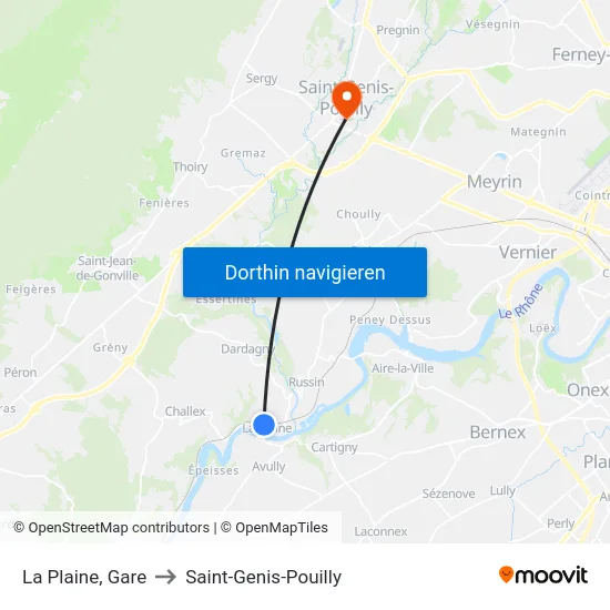La Plaine, Gare to Saint-Genis-Pouilly map