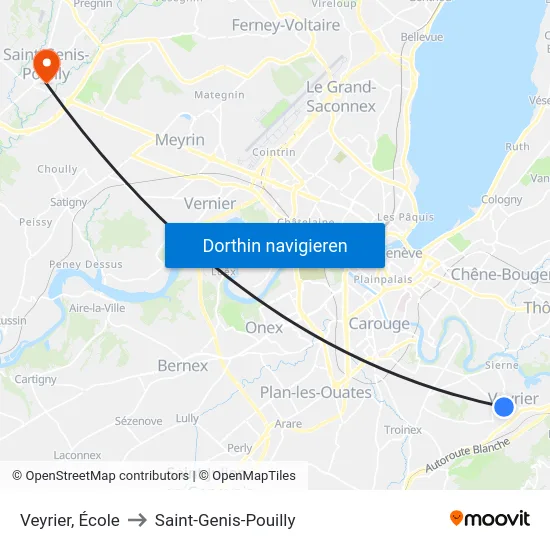 Veyrier, École to Saint-Genis-Pouilly map