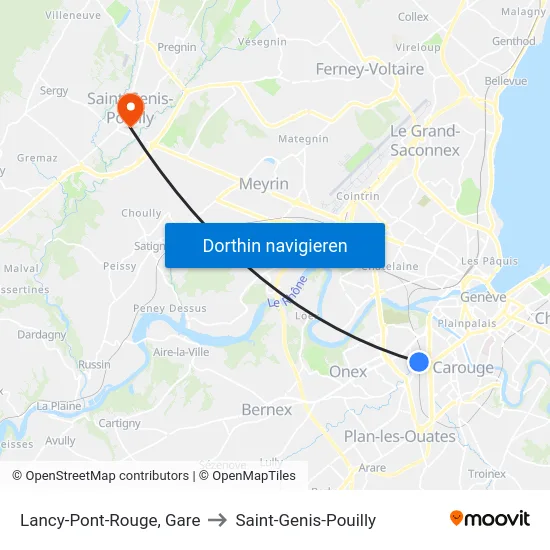 Lancy-Pont-Rouge, Gare to Saint-Genis-Pouilly map