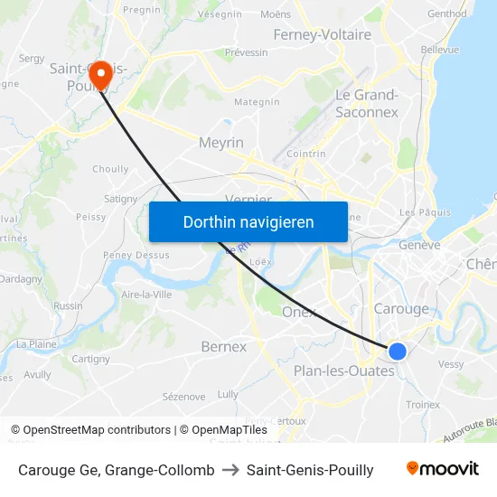 Carouge Ge, Grange-Collomb to Saint-Genis-Pouilly map