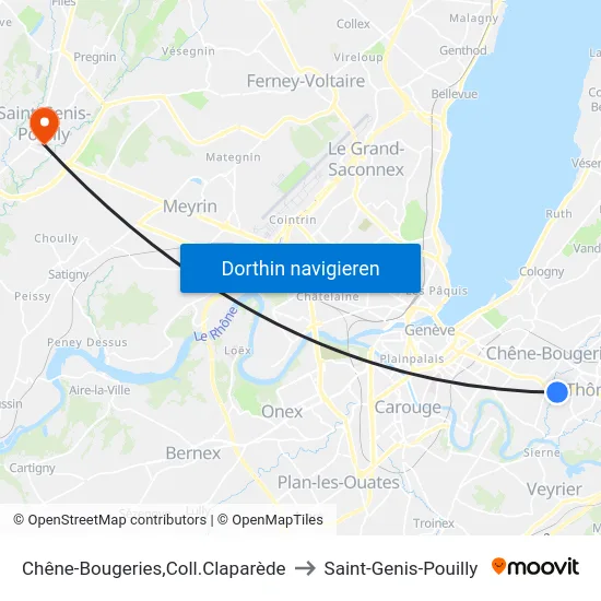 Chêne-Bougeries,Coll.Claparède to Saint-Genis-Pouilly map