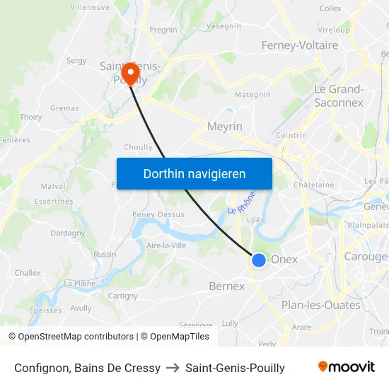 Confignon, Bains De Cressy to Saint-Genis-Pouilly map