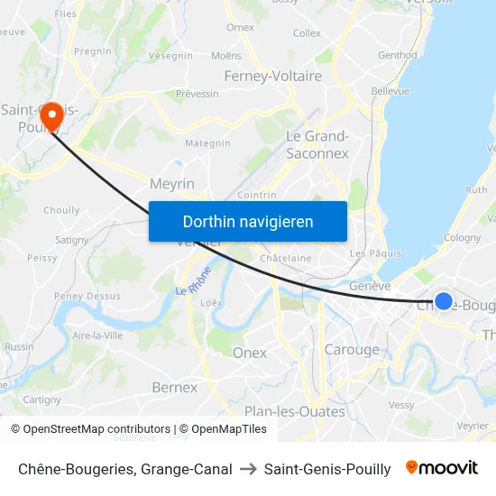 Chêne-Bougeries, Grange-Canal to Saint-Genis-Pouilly map