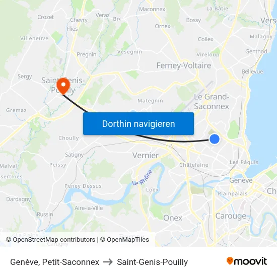 Genève, Petit-Saconnex to Saint-Genis-Pouilly map