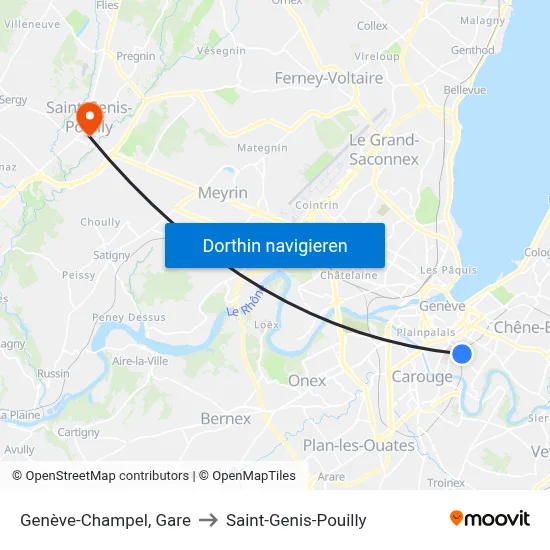 Genève-Champel, Gare to Saint-Genis-Pouilly map