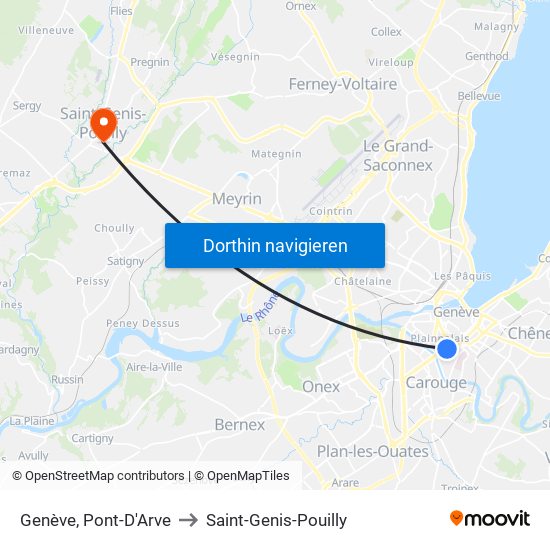 Genève, Pont-D'Arve to Saint-Genis-Pouilly map