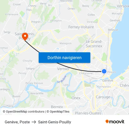 Genève, Poste to Saint-Genis-Pouilly map