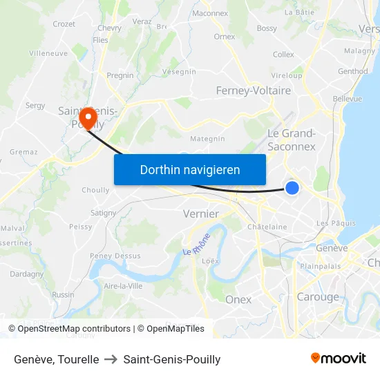 Genève, Tourelle to Saint-Genis-Pouilly map