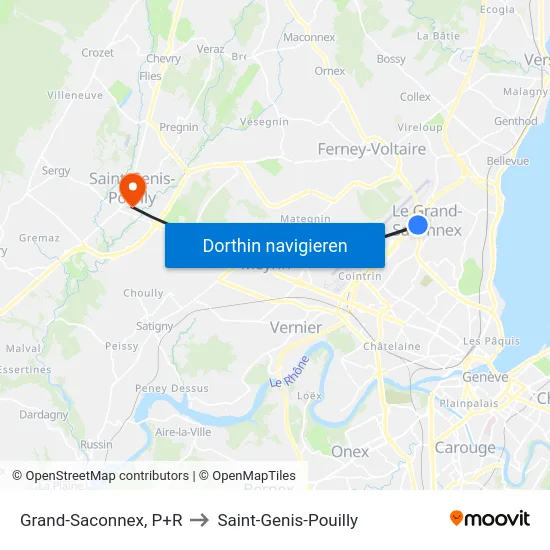 Grand-Saconnex, P+R to Saint-Genis-Pouilly map