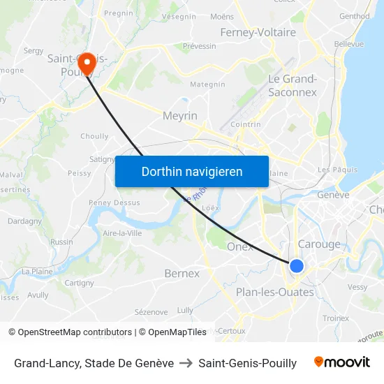 Grand-Lancy, Stade De Genève to Saint-Genis-Pouilly map