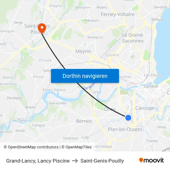 Grand-Lancy, Lancy Piscine to Saint-Genis-Pouilly map