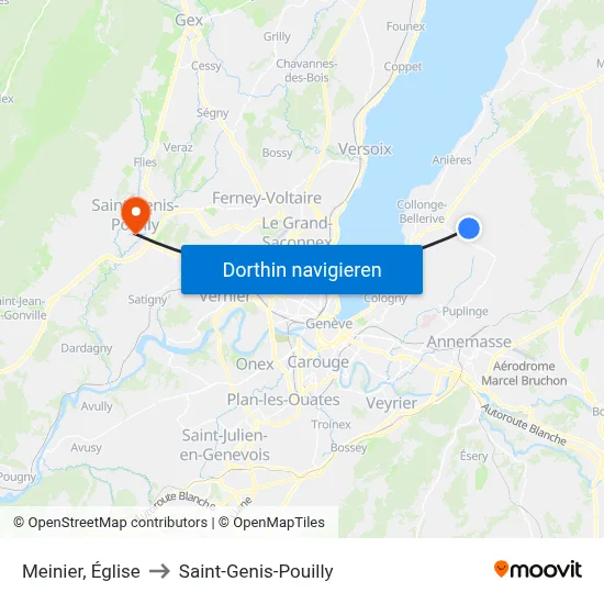 Meinier, Église to Saint-Genis-Pouilly map
