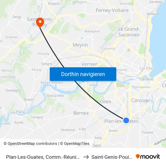 Plan-Les-Ouates, Comm.-Réunies to Saint-Genis-Pouilly map