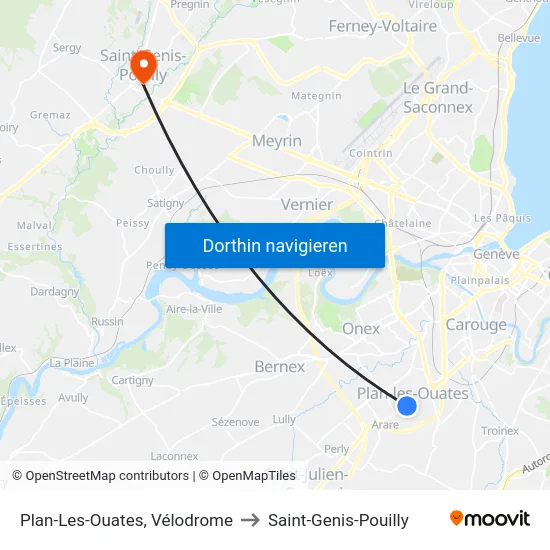 Plan-Les-Ouates, Vélodrome to Saint-Genis-Pouilly map