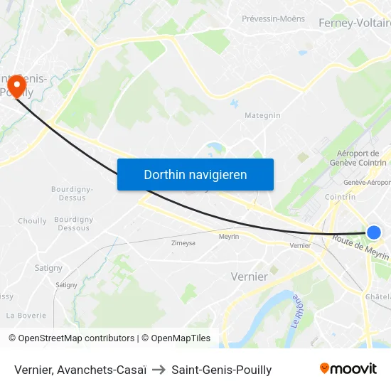 Vernier, Avanchets-Casaï to Saint-Genis-Pouilly map
