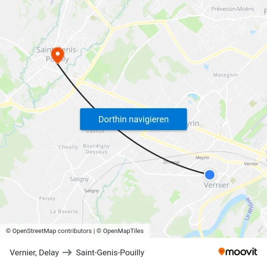 Vernier, Delay to Saint-Genis-Pouilly map