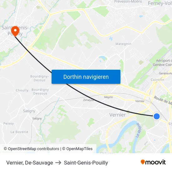 Vernier, De-Sauvage to Saint-Genis-Pouilly map