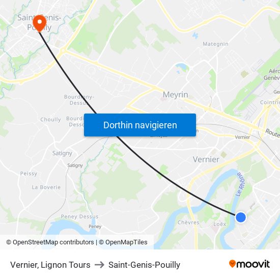 Vernier, Lignon Tours to Saint-Genis-Pouilly map